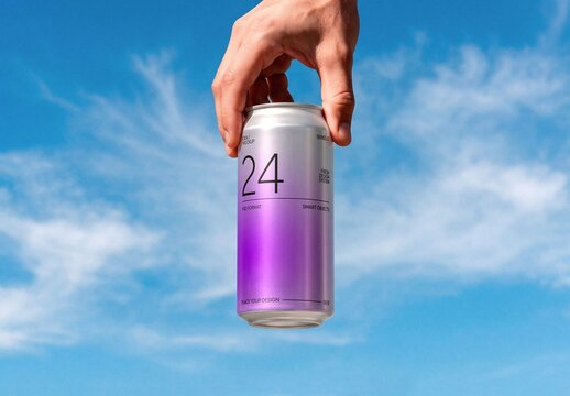 Aluminium Can In Sky Mockup For Branding And Merchandise Design
