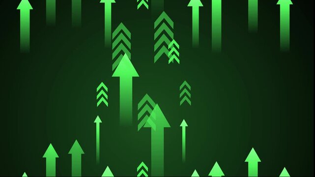 Abstract arrows pointing upward on dark gradient background, symbolizing growth and progress animation