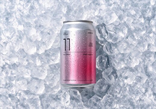 Can In Ice Mockup For Branding And Merchandise Design