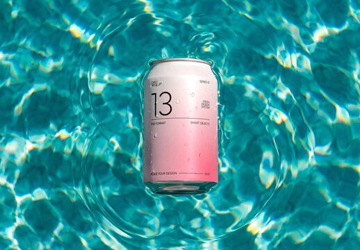 Can In Water Mockup For Branding And Merchandise Design