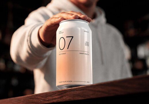 Closeup Can Mockup For Branding And Merchandise Design