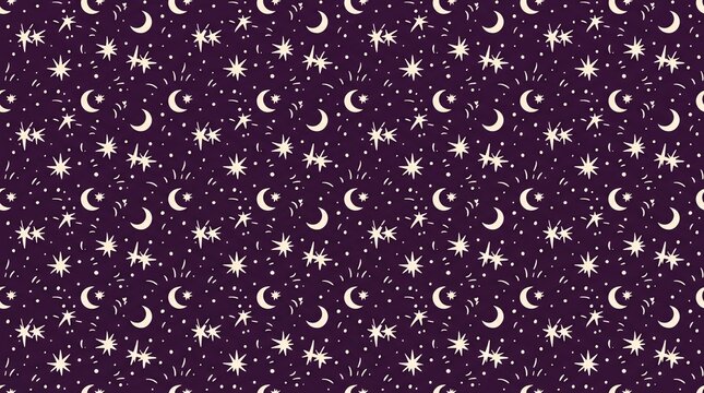 Twinkle star moon celestial seamless pattern for night background