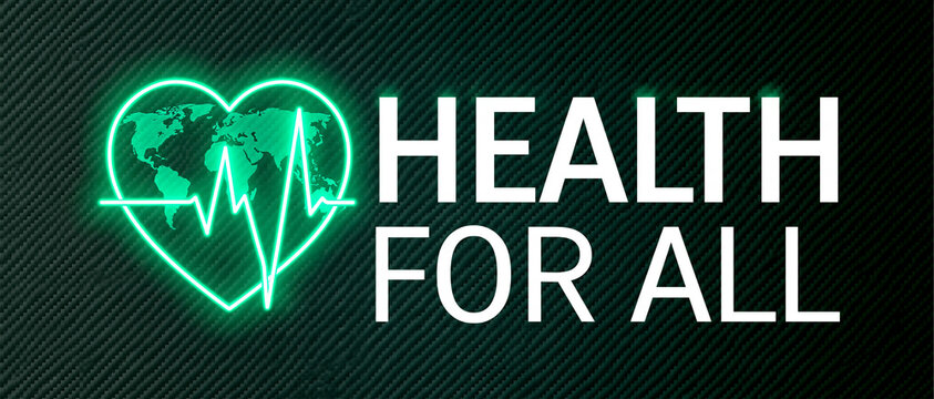 Health For All Neon Heart ECG Banner