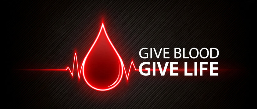 Give Blood Give Life Red ECG Wave Banner