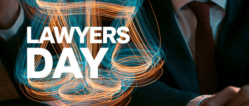 Lawyers Day Typography and Scale of Justice Banner