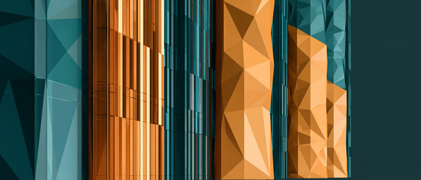 Abstract Geometric Orange and Blue Architecture Background