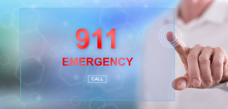Man touching an emergency concept