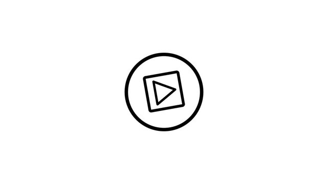 Play button icon, minimalist media player symbol in cyan circle, flat vector graphic for video interface and web UI design