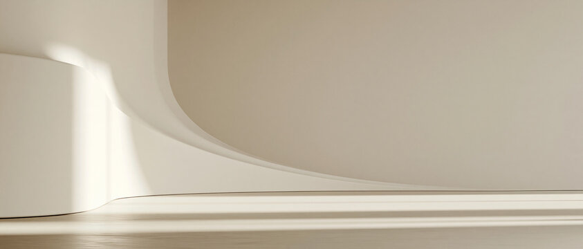 Minimalist Beige Curved Studio Wall and Floor Banner