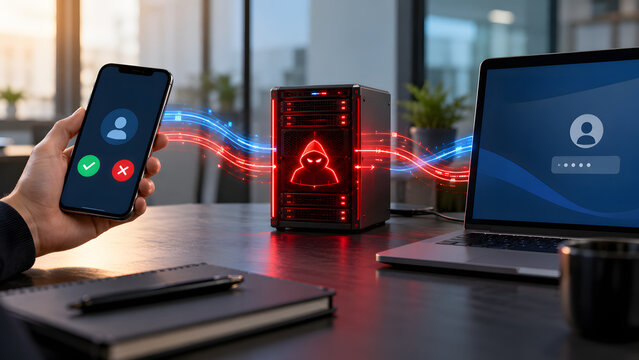 Authentication flow intercepted between phone and laptop