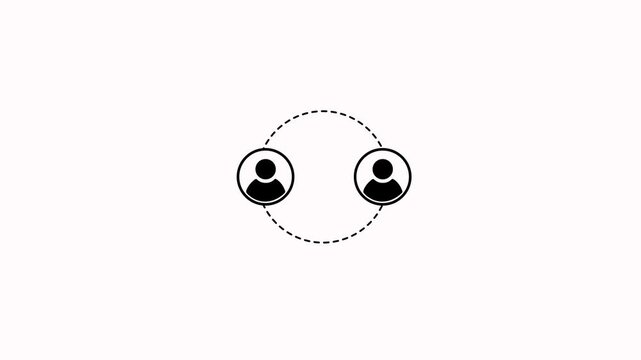 People icon with dotted circle line animation on white background. Corporate team structure network for community, team collaboration, professional relationships and business connections concepts