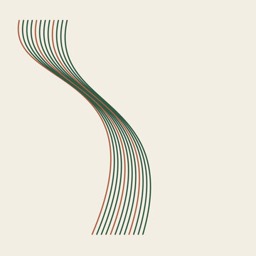 Flowing green contour lines on a cream vector background