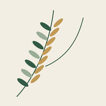 Botanical seed branches in an editable green vector composition
