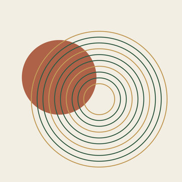 Offset circular rings and clay disc in minimal vector design