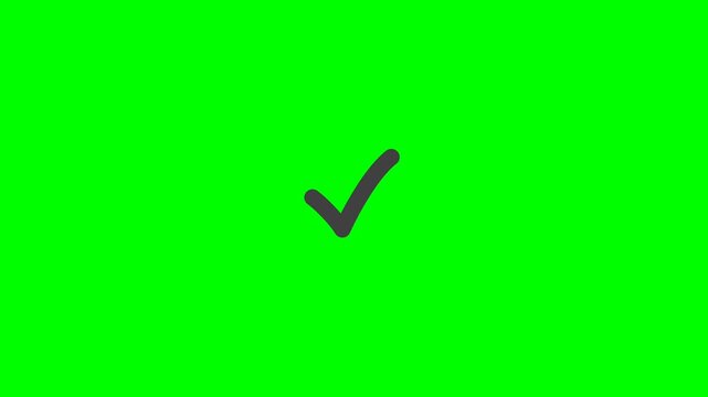 Dark grey tick symbol against a bright chroma green background