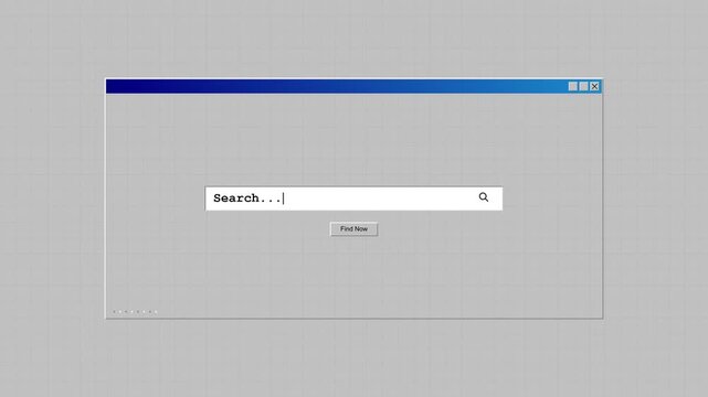 Retro computer windows with search bars on gray background