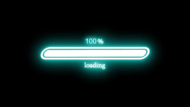 Seamless Loop Neon Loading Bar Animation for Multimedia and Technology Projects