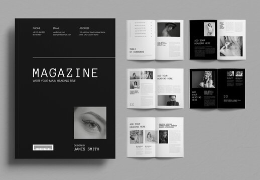 Minimal Black and White Fashion Magazine Layout