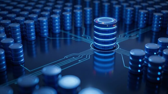 endless server array database storage matrix big data center warehouse cloud computing artificial intelligence deep learning high capacity hosting enterprise digital cyber futuristic network system