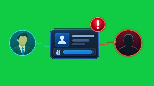 2D Motion Graphic of Executive Account Hijack and Control Transfer on Green Screen