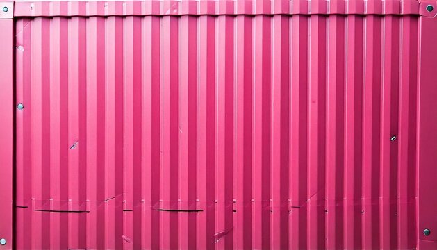 Bright pink corrugated metal wall texture or painted industrial shipping container background.