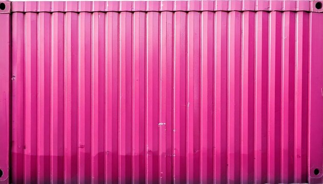 Bright pink corrugated metal wall texture or painted industrial shipping container background.