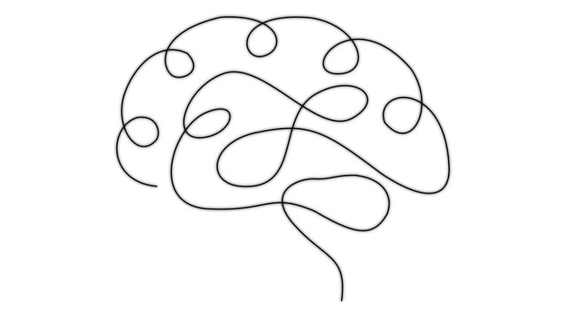 one line brain design on white background. one line drawing of human brain for psychology mental health creative thinking and medical neurology concept 