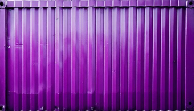 Bright purple corrugated metal wall texture or painted industrial shipping container background.