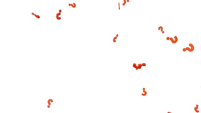 Red Question Mark Icon Animation on White Screen, 3D Question Mark Symbol with Smooth Motion Graphic Effect