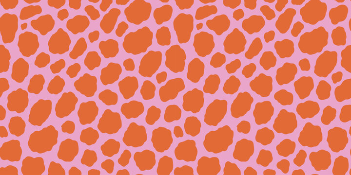 Vector hand-drawn abstract seamless pattern, leopard print  skin with irregular organic spots, background and texture with a playful, bold and contemporary aesthetic