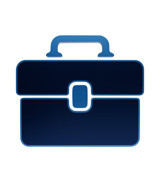 3D blue tool box or briefcase icon rendering for maintenance equipment and business storage toolbox isolated on a transparent background