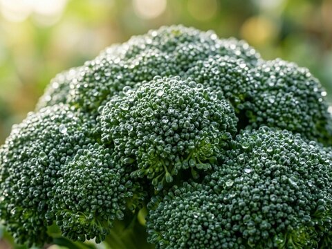 Fresh green broccoli close up healthy vegetable.