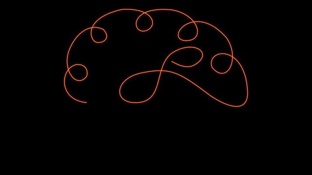 one line brain design on black background. one line drawing of human brain for psychology mental health creative thinking and medical neurology concept animation. 4k video.