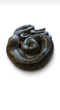Coiled python snake isolated on a white background
