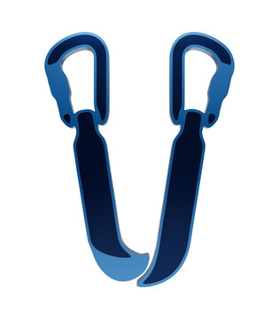 Two blue climbing camming devices or protection gear icons in a glossy glass style isolated on a transparent background