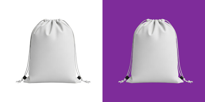 Blank white drawstring backpack bag mockup for branding design