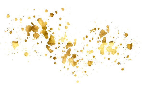 Snow gold frame grunge ink splat. Golden lines style, wedding card, wine label, premium packaging. Pieces of gold foil luxury sparkling,on a transparent background. PNG