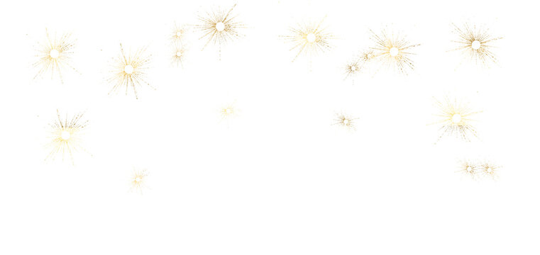 Golden stars background. Gold sparkling dust particles overlay on transparent background. PNG Glowing foil glitter trail and stardust effect. Frame gold confetti and snow. White Gold Falling stars.PNG