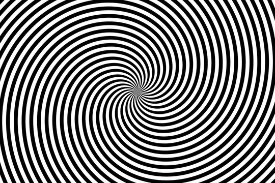 Black and white spiral background with circular hypnotic vortex pattern