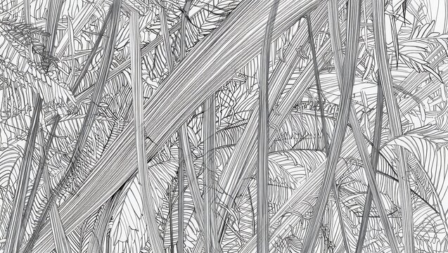 Abstract Tropical Jungle Foliage Sketch