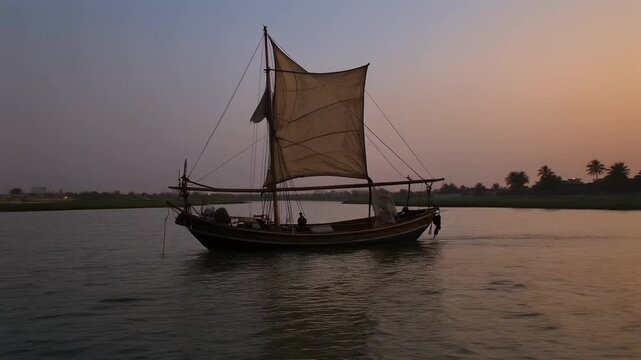 Dhow sail filling on a creek