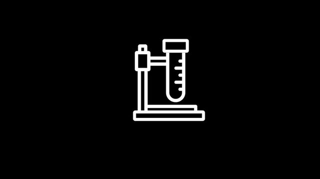 test tube animated icon on black background