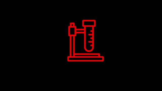 test tube animated icon on black background