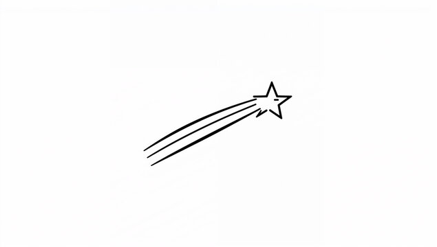 尾を引く流れ星のシンプルな線画アイコン