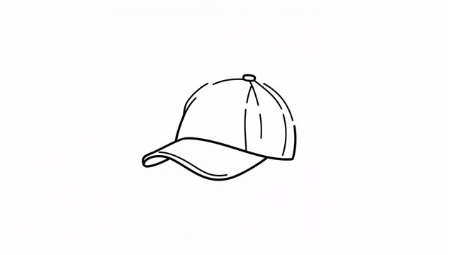 つば付き野球帽のシンプルな線画アイコン