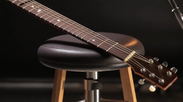Guitar vibrating on a stage stool