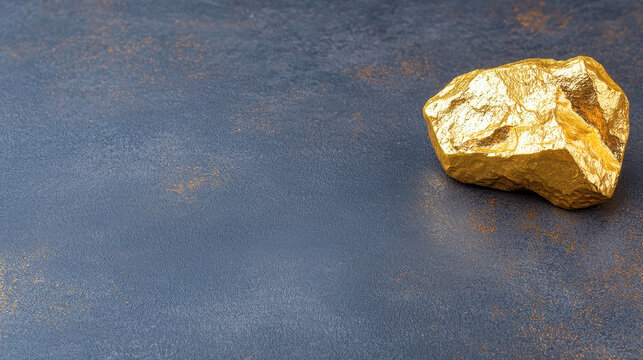 Shiny gold nugget resting on textured dark surface, symbolizing wealth and investment opportunities
