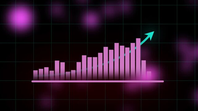 Business growth concept in allusive graph chart showing marketing sales profit increasing to future target . Excellent financial status of corporate business rise up by yearly,4K video animation