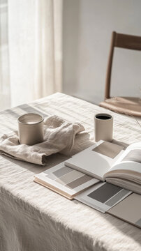 Minimalist Workspace with Neutral Tones and Natural Light