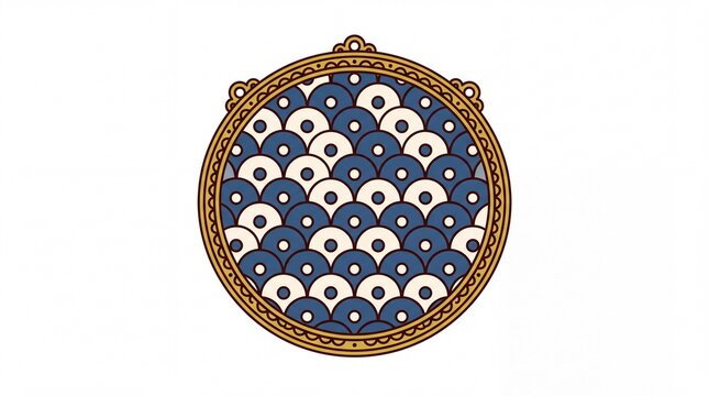Traditional art & mandalas vektor with blue and white scale pattern
